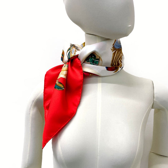 HERMES scarf Silk, 100% silk Red COUVEE D'HERMES Hermes Egg Carre 90 Women Used Authentic