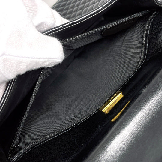 BALLY Handbag leather black quilting Women Used Authentic