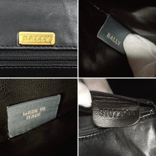 BALLY Handbag leather black quilting Women Used Authentic