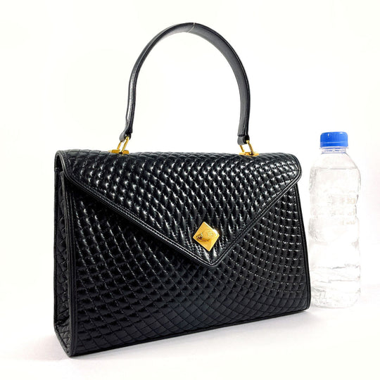 BALLY Handbag leather black quilting Women Used Authentic