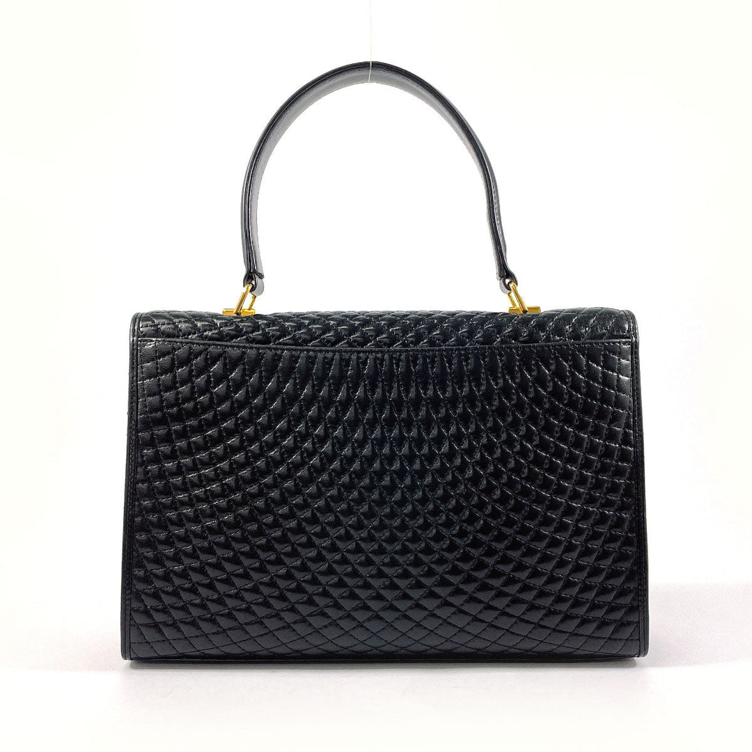 BALLY Handbag leather black quilting Women Used Authentic