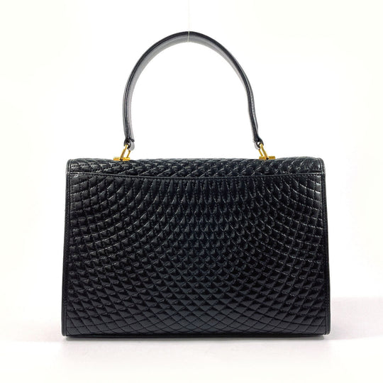 BALLY Handbag leather black quilting Women Used Authentic