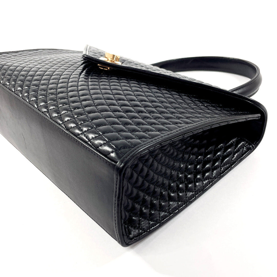 BALLY Handbag leather black quilting Women Used Authentic