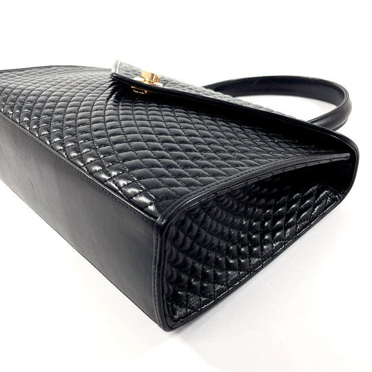 BALLY Handbag leather black quilting Women Used Authentic