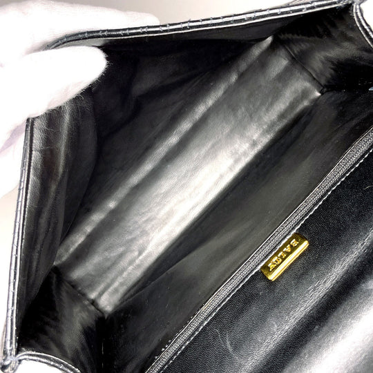 BALLY Handbag leather black quilting Women Used Authentic