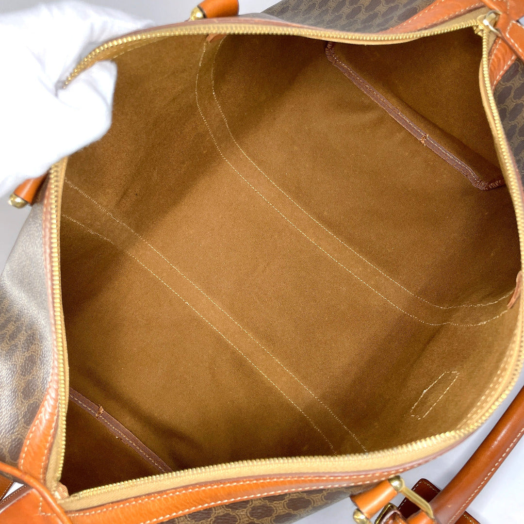 CELINE Boston Duffel bag PVC, Leather Brown Macadam
