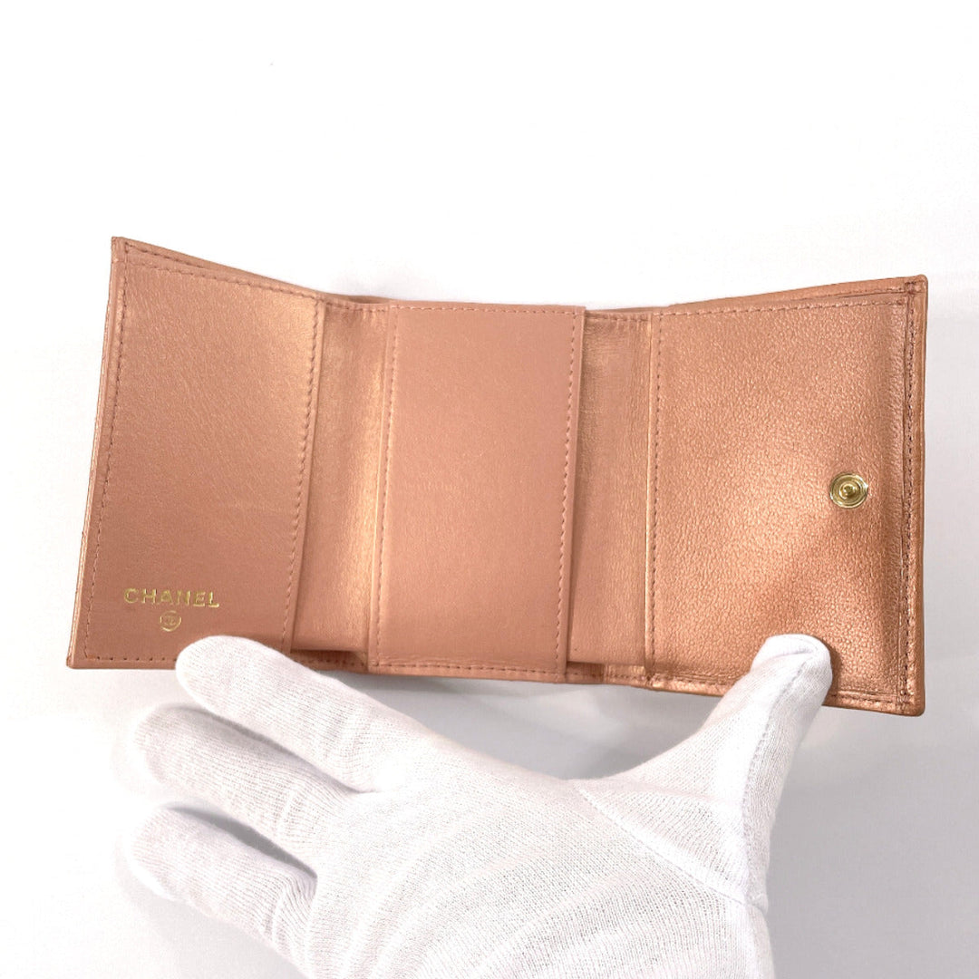 CHANEL Tri-fold wallet leather pink 2.55 Matrasse