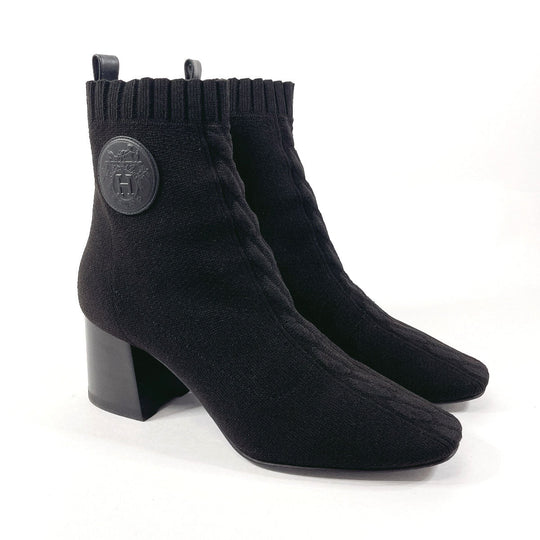 HERMES boots H192034Z Wood, Knit black short boots Volver 60 36 1/2