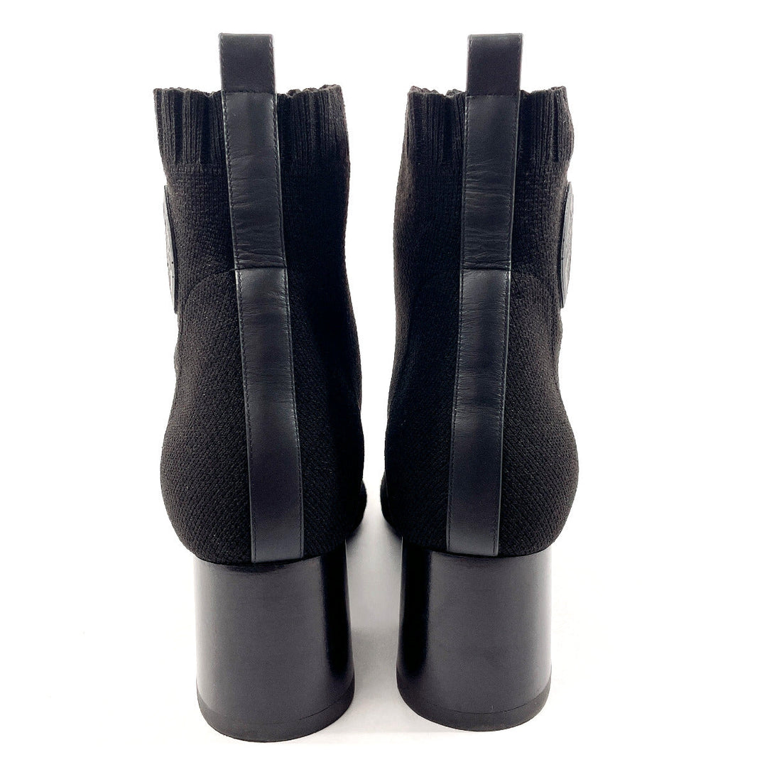 HERMES boots H192034Z Wood, Knit black short boots Volver 60 36 1/2