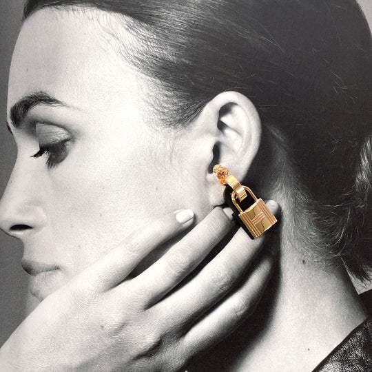 HERMES Pierce Gold Plated, Vaux Swift Pink gold Okeley