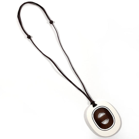 HERMES Necklace Buffalo Horn, Lacquer white Fidelio Village