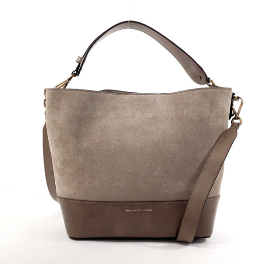 POLO RALPH LAUREN Handbag Suede, Leather gray Hobo bag 2WAY