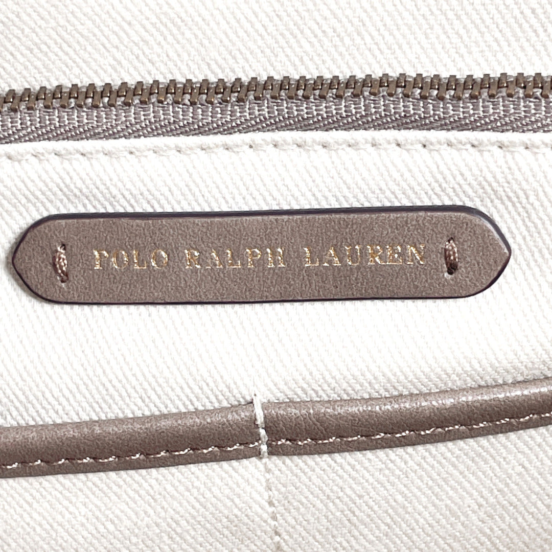 POLO RALPH LAUREN Handbag Suede, Leather gray Hobo bag 2WAY