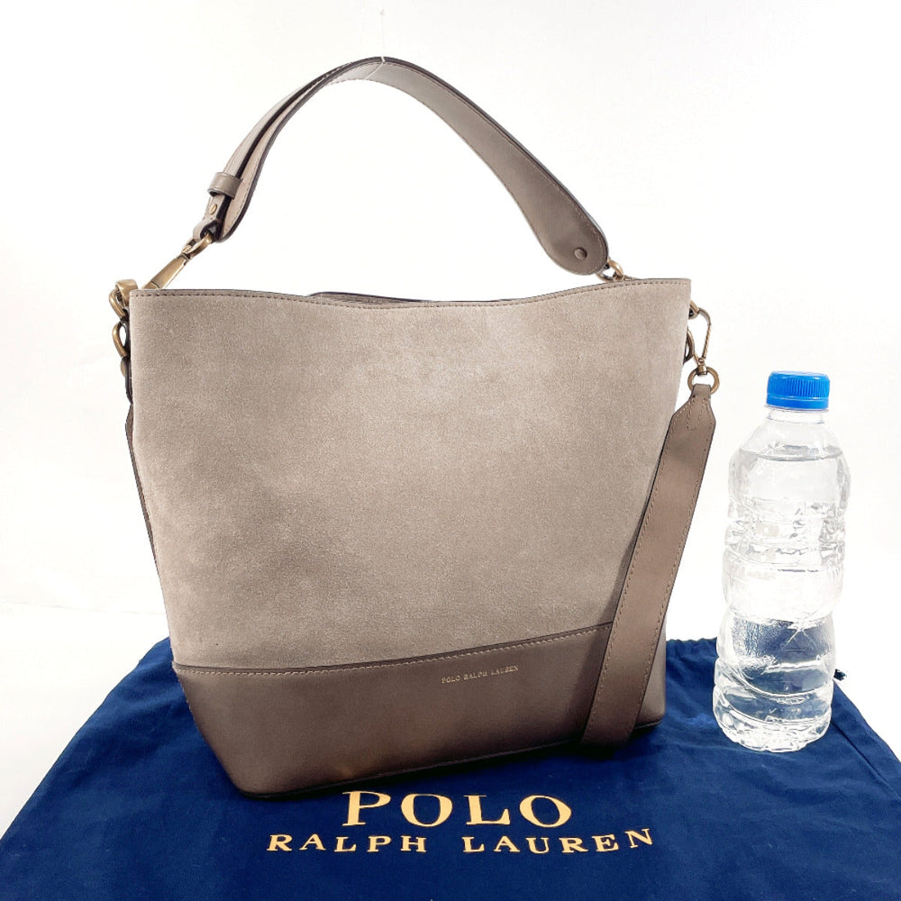 POLO RALPH LAUREN Handbag Suede, Leather gray Hobo bag 2WAY