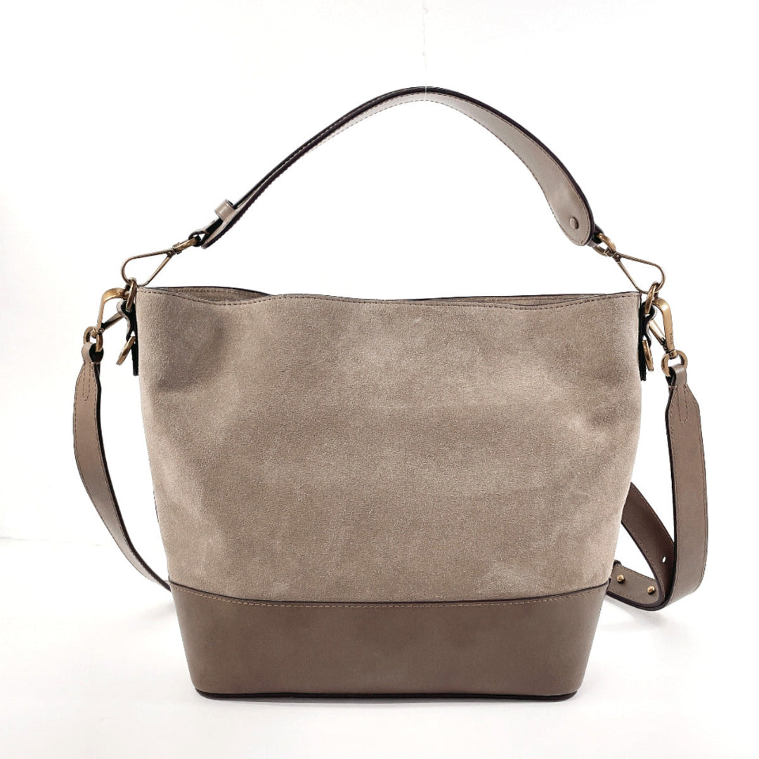POLO RALPH LAUREN Handbag Suede, Leather gray Hobo bag 2WAY