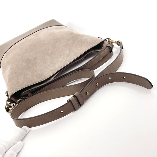 POLO RALPH LAUREN Handbag Suede, Leather gray Hobo bag 2WAY