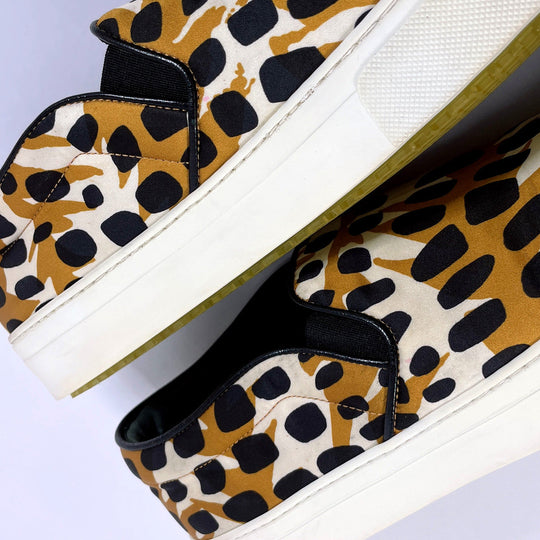 CELINE Slip-on Nylon, Rubber Brown Animal Pattern 42