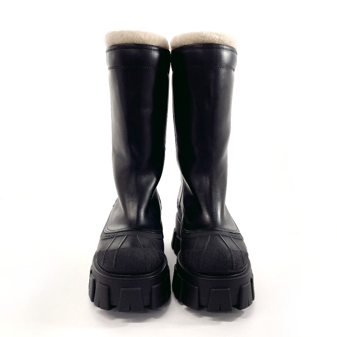 PRADA boots 1W380M Leather, Mouton black Monolith shearling boots 36