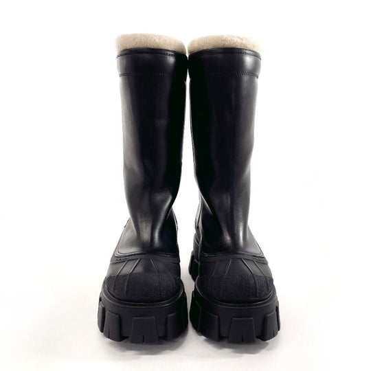 PRADA boots 1W380M Leather, Mouton black Monolith shearling boots 36