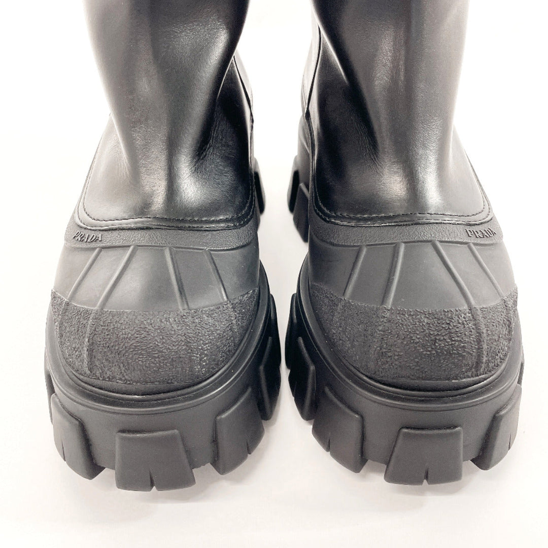 PRADA boots 1W380M Leather, Mouton black Monolith shearling boots 36