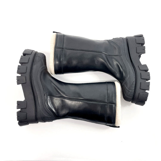 PRADA boots 1W380M Leather, Mouton black Monolith shearling boots 36
