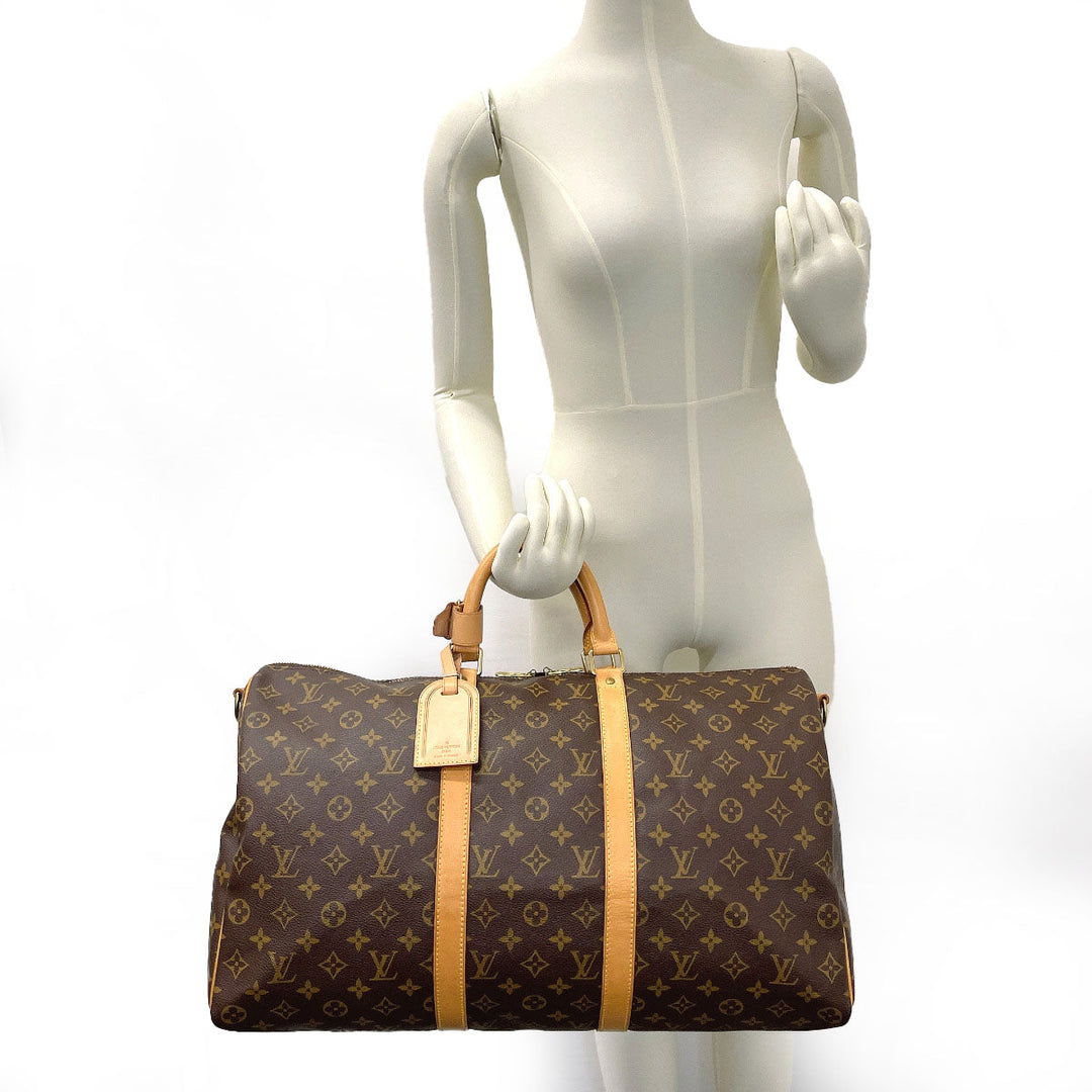 LOUIS VUITTON Boston Duffel bag M41416 Monogram canvas, tanned leather Brown Keepall  bandouliere 50