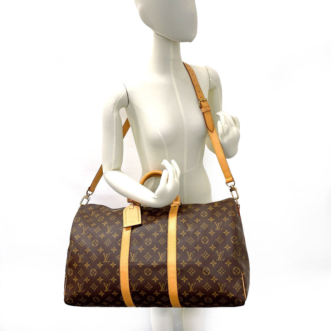 LOUIS VUITTON Boston Duffel bag M41416 Monogram canvas, tanned leather Brown Keepall  bandouliere 50