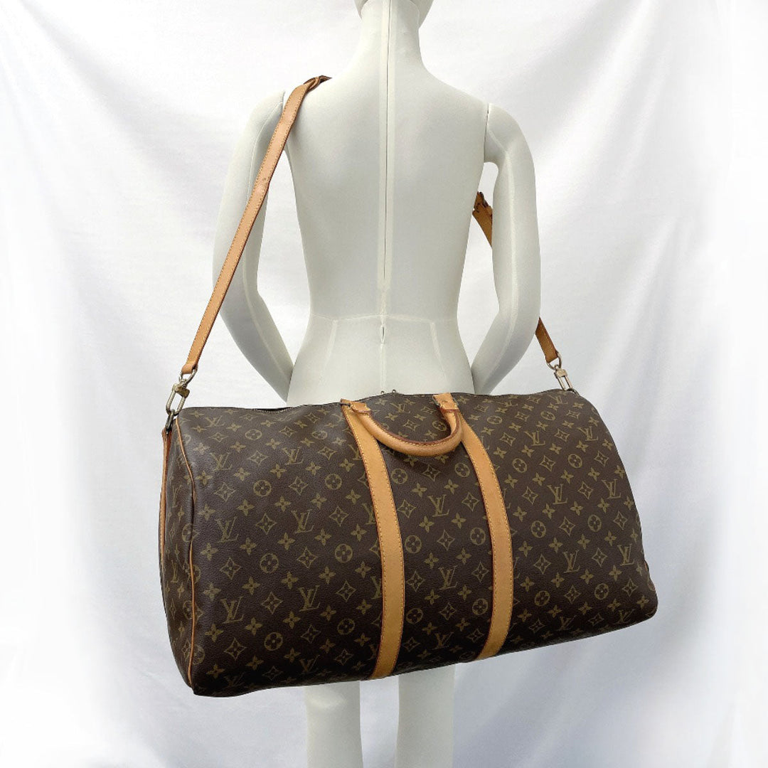 LOUIS VUITTON Boston Duffel bag M41414 Monogram canvas, tanned leather Brown Keepall  bandouliere 55