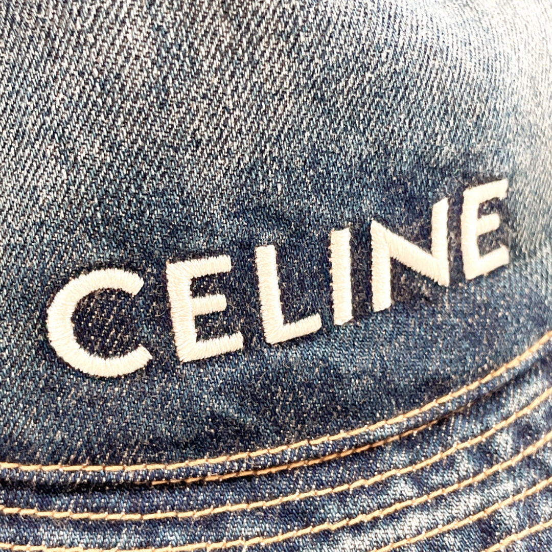 CELINE hat C454031 cotton blue Union Wash Denim Bucket hat S