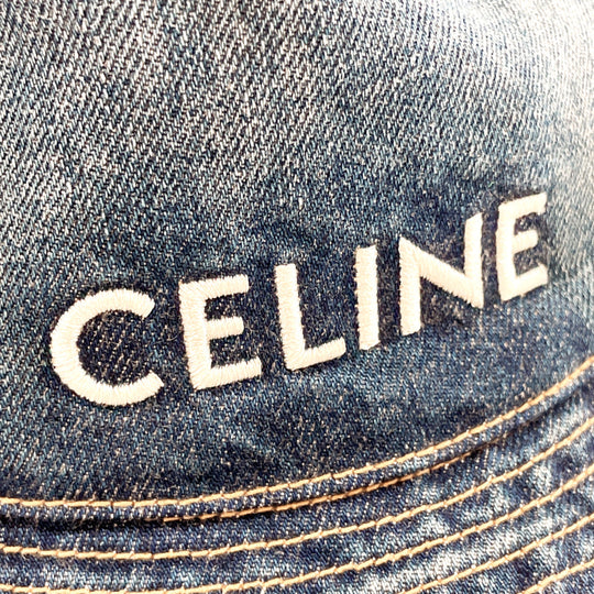 CELINE hat C454031 cotton blue Union Wash Denim Bucket hat S