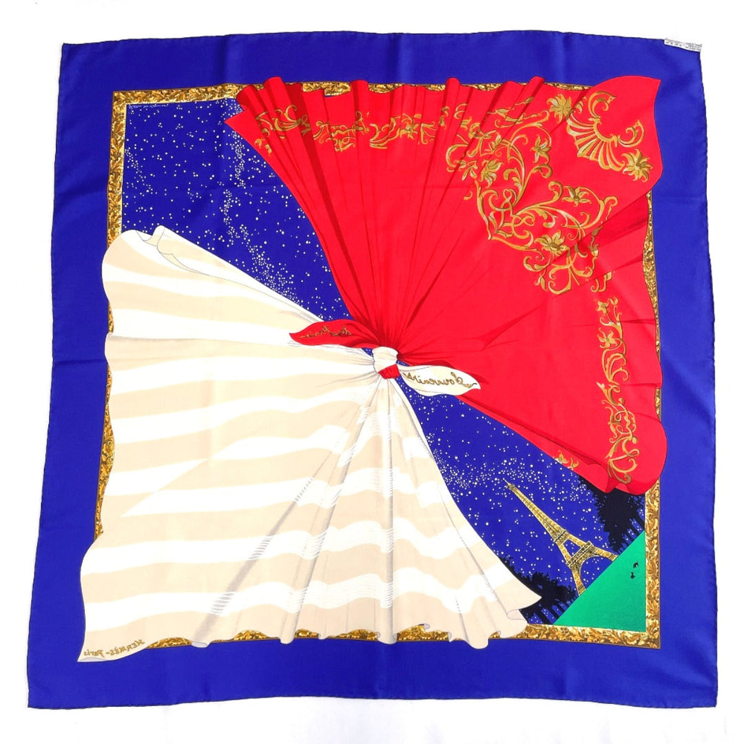 HERMES scarf silk blue Souvenirs de Paris Memories of Paris Carre 90