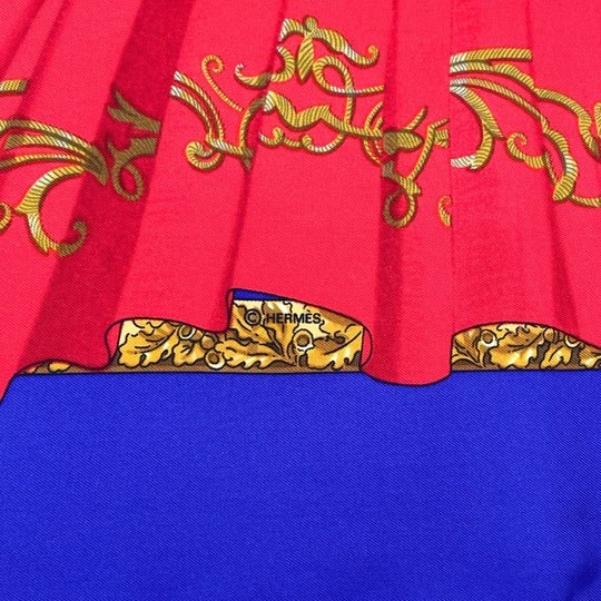 HERMES scarf silk blue Souvenirs de Paris Memories of Paris Carre 90