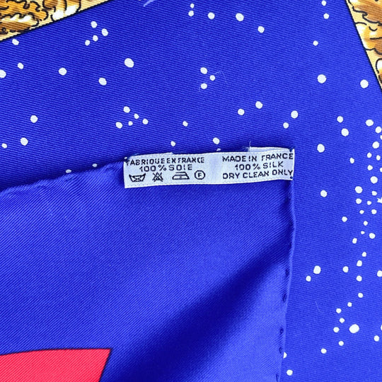 HERMES scarf silk blue Souvenirs de Paris Memories of Paris Carre 90