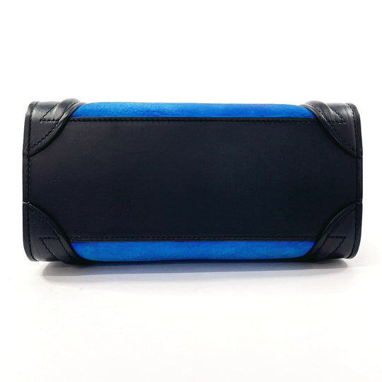 CELINE Handbag Leather, Suede blue 2WAY Luggage Nano Shopper