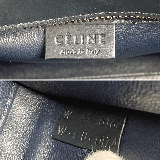 CELINE Handbag Leather, Suede blue 2WAY Luggage Nano Shopper