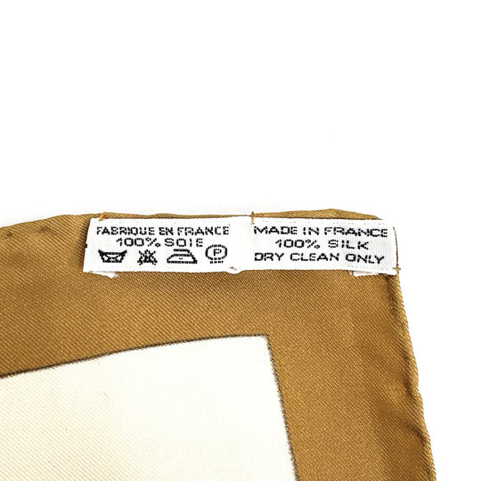 HERMES scarf Silk, 100% silk Brown KOSMIMA Universe Carre 90 Women Used Authentic