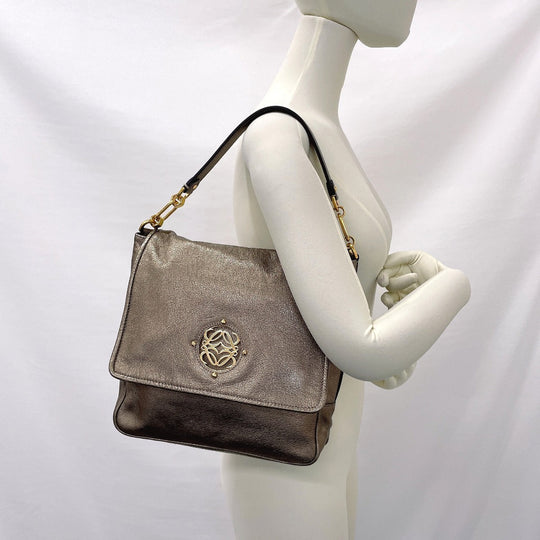 LOEWE Shoulder Bag leather gold 2WAY Maia Anagram