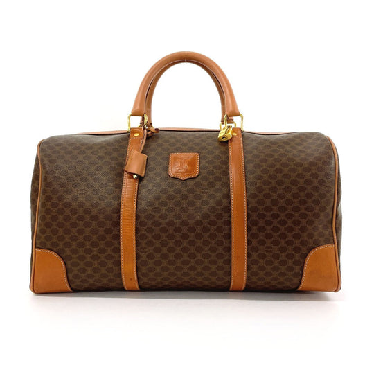 CELINE Boston Duffel bag PVC, Leather Brown Macadam