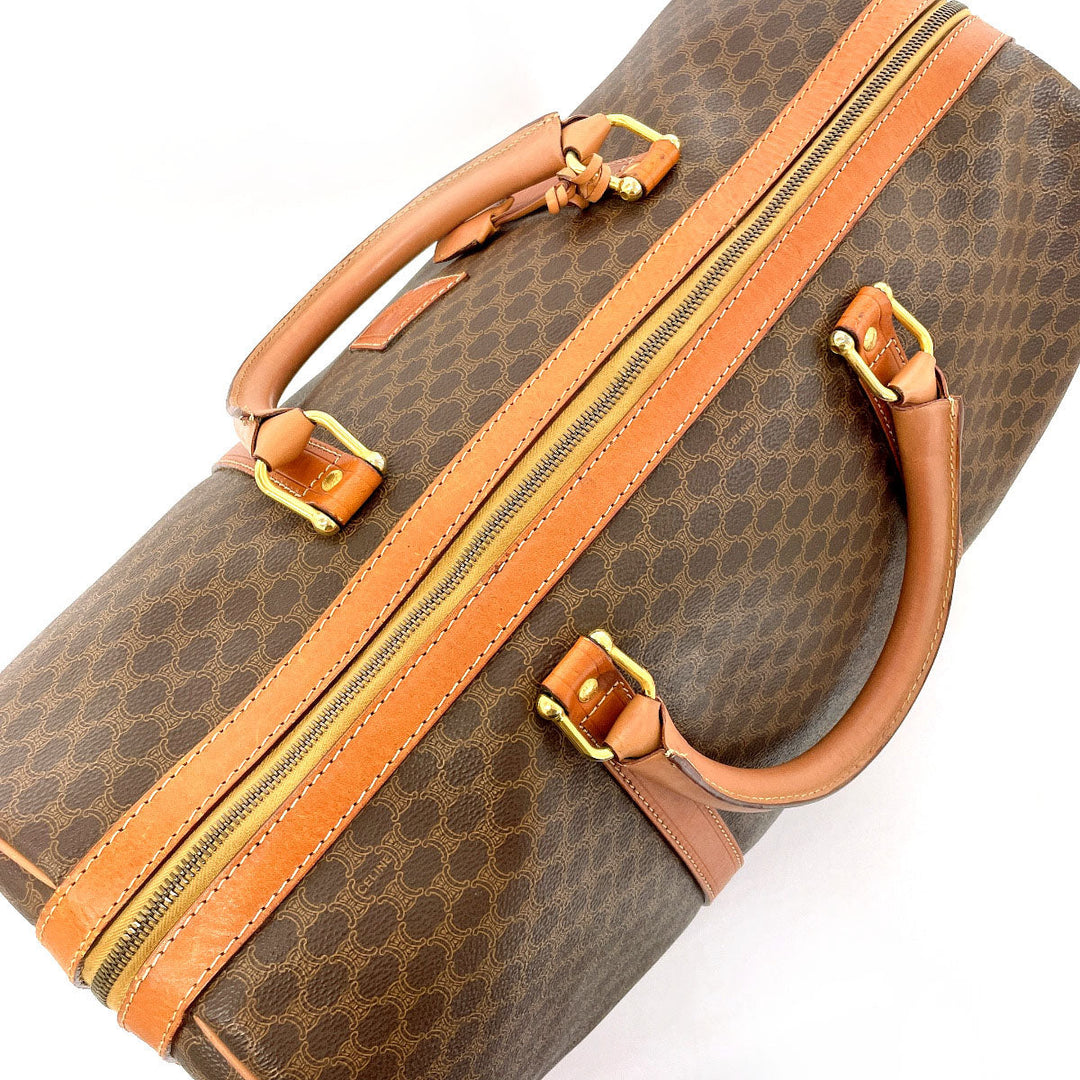 CELINE Boston Duffel bag PVC, Leather Brown Macadam