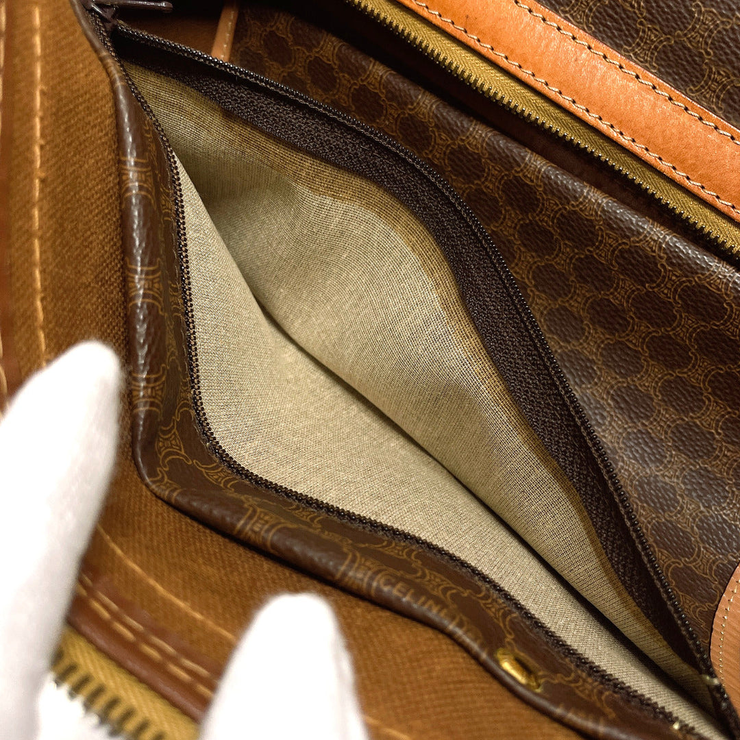 CELINE Boston Duffel bag PVC, Leather Brown Macadam