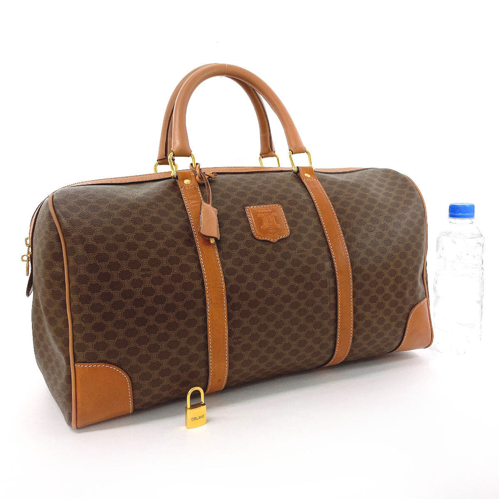 CELINE Boston Duffel bag PVC, Leather Brown Macadam