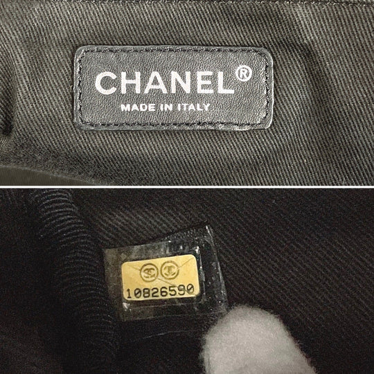 CHANEL Boston Duffel bag Nylon, Leather black Paris New York Line Women Used Authentic