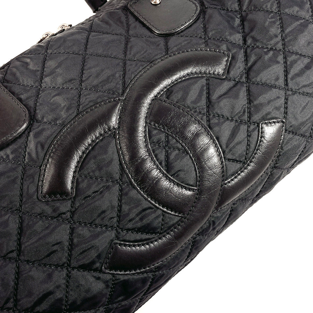 CHANEL Boston Duffel bag Nylon, Leather black Paris New York Line Women Used Authentic