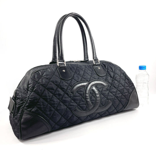 CHANEL Boston Duffel bag Nylon, Leather black Paris New York Line Women Used Authentic