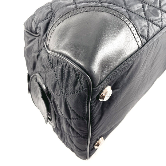 CHANEL Boston Duffel bag Nylon, Leather black Paris New York Line Women Used Authentic