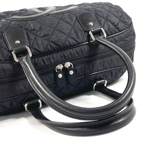 CHANEL Boston Duffel bag Nylon, Leather black Paris New York Line Women Used Authentic