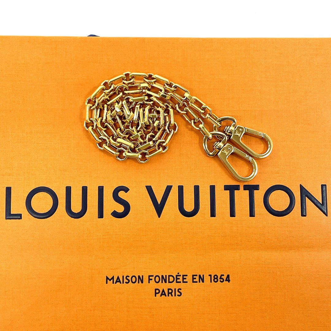 LOUIS VUITTON strap metal gold Chain Women Used Authentic