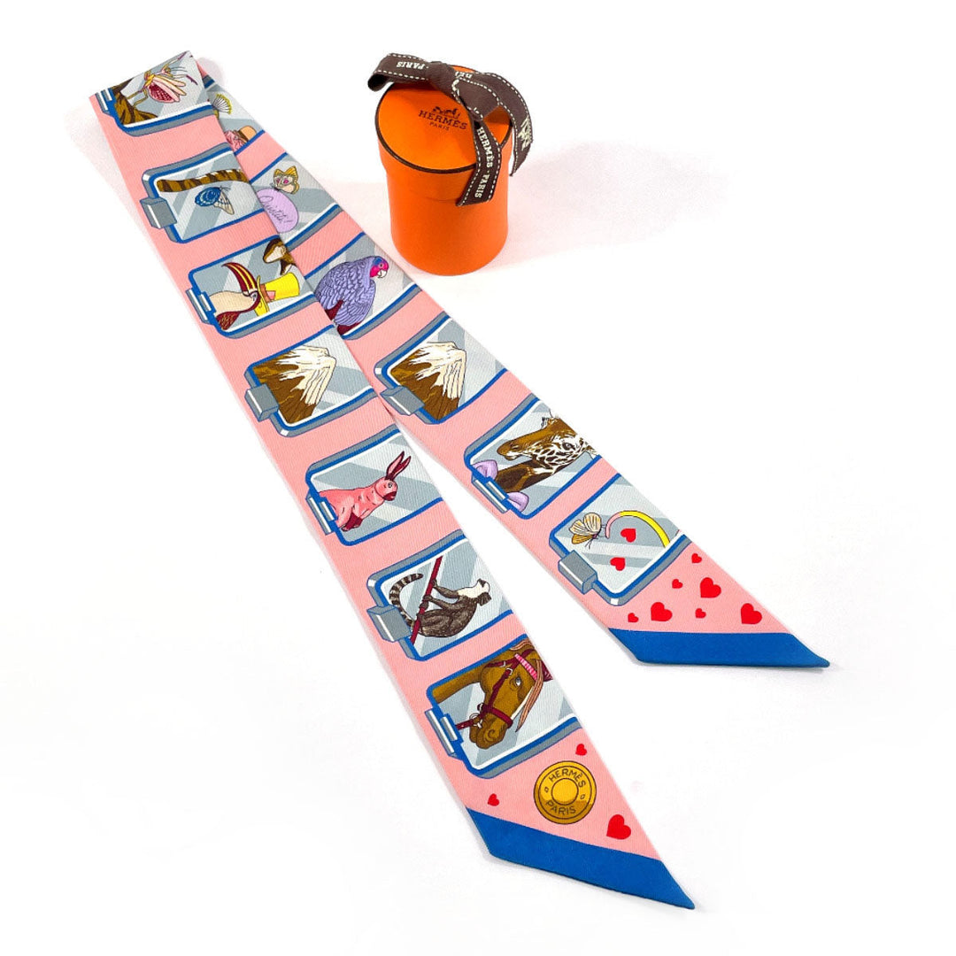 HERMES scarf 063875S 100% silk pink HERMES STORY