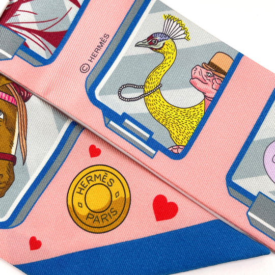 HERMES scarf 063875S 100% silk pink HERMES STORY