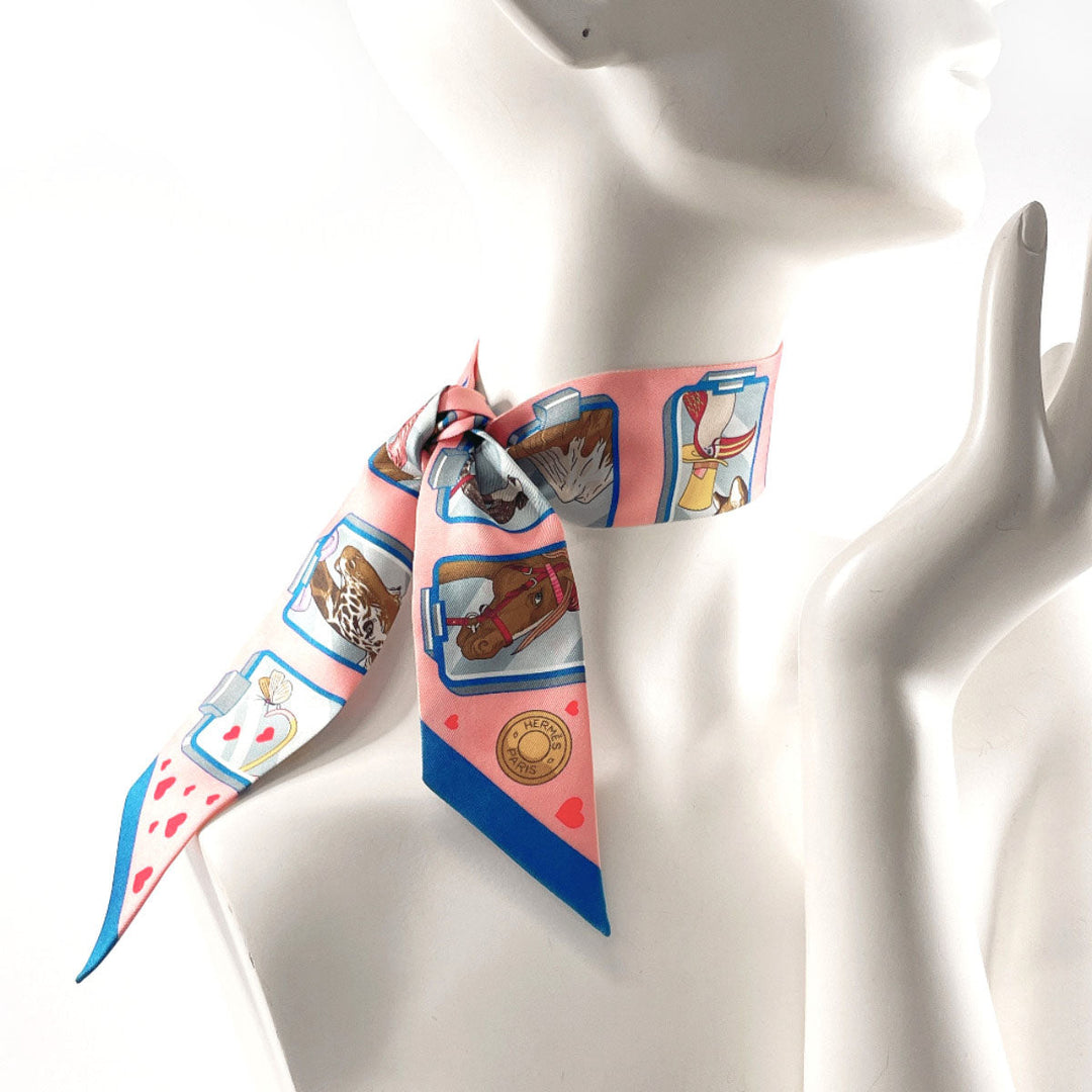 HERMES scarf 063875S 100% silk pink HERMES STORY